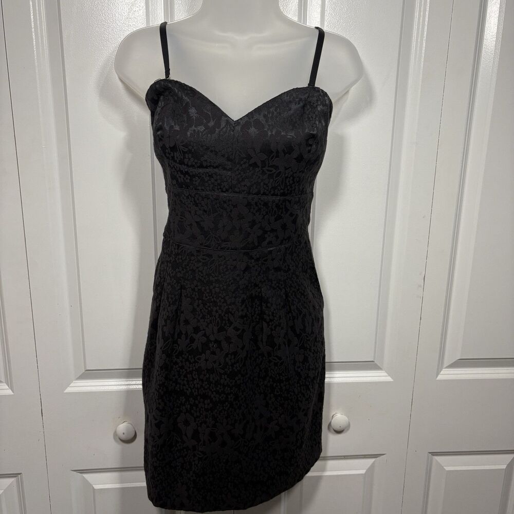 Walter Baker Black Floral Sheath Dress Womens L Cocktail Party Gothcore